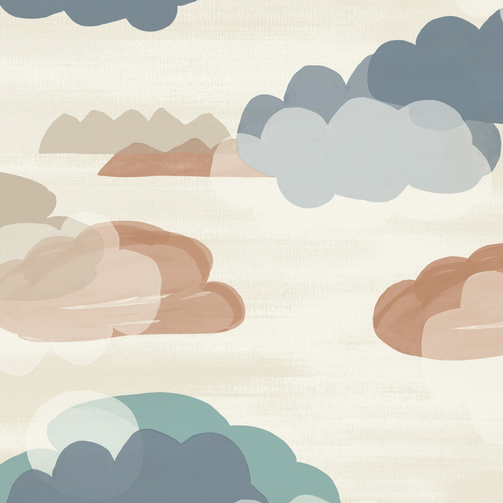 Grandeco Figari Fluffy Clouds Blue Wallpaper Image 1