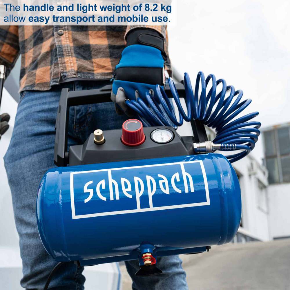 Scheppach HC06 6L Electric Air Compressor with 5m Hose and Accessory Kit 1200W Image 8