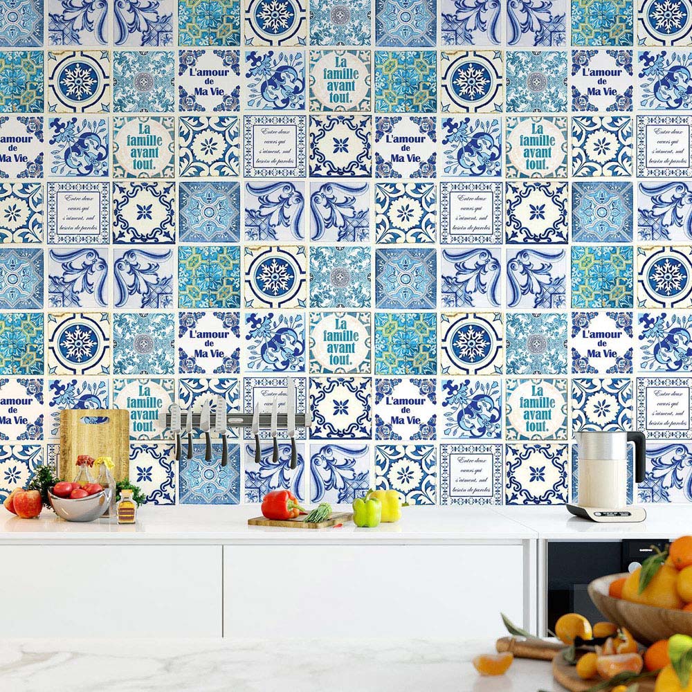Walplus French Quote Classic Blue Tile Sticker 24 Pack Image 2