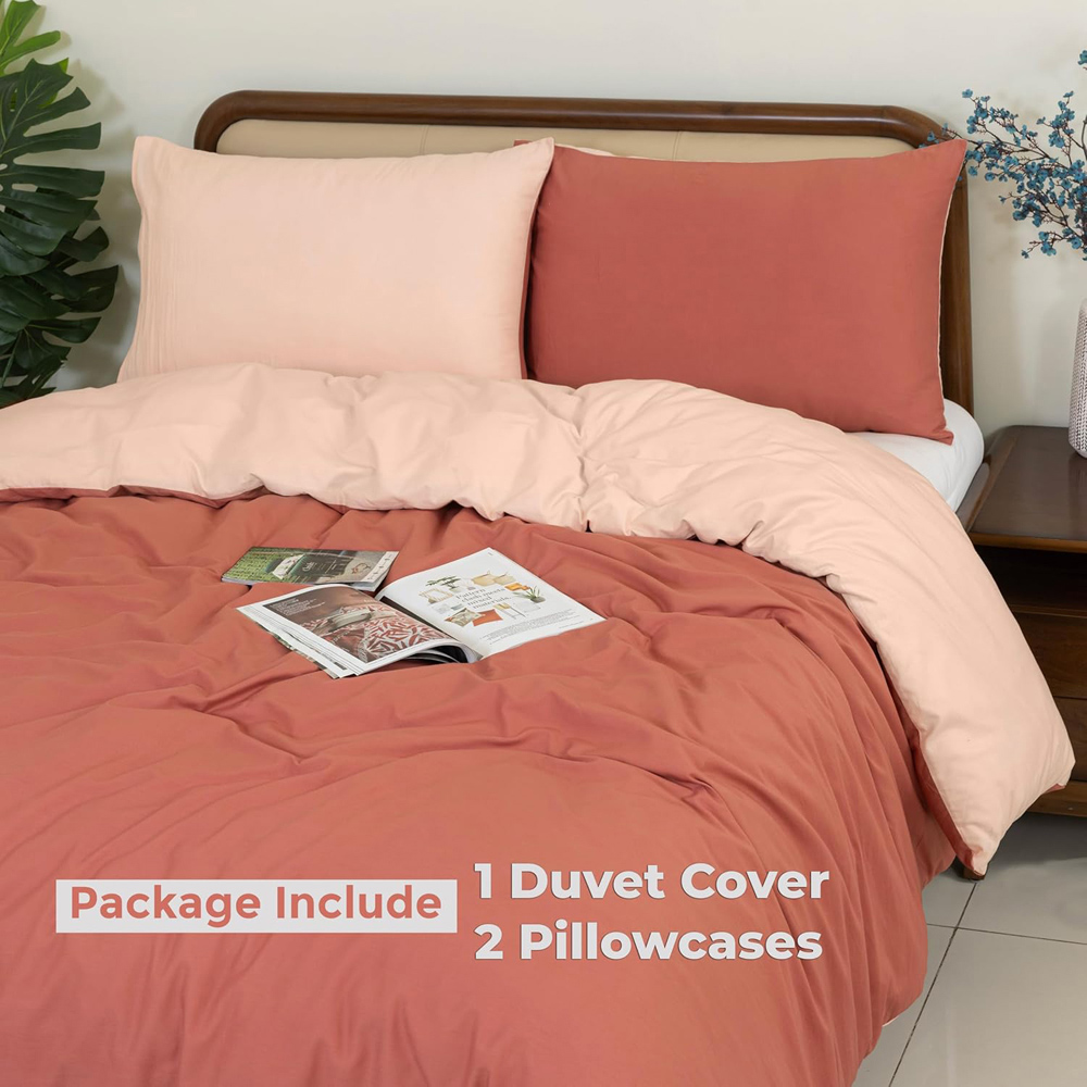 MHG Living King Size Terracotta Reversible Duvet Set Image 3