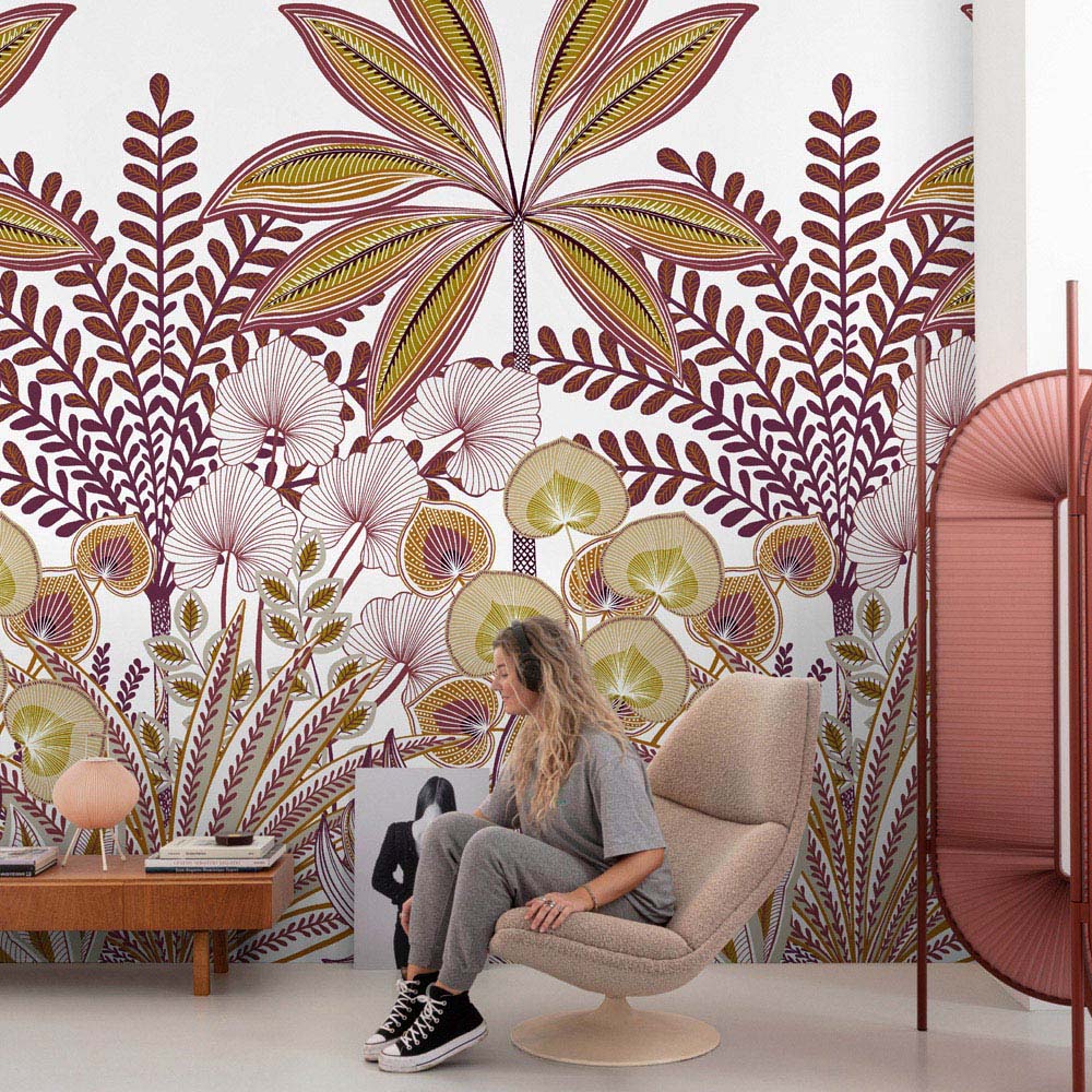 Grandeco Jody Floral Hand Drawn 3 Lane Wall Mural Image 1