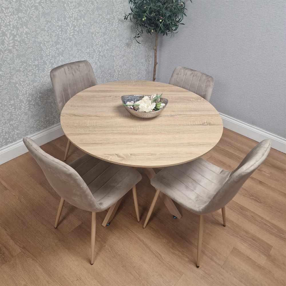 Kosy Koala 4 Seater Wood Effect Round Dining Set Beige Image 4