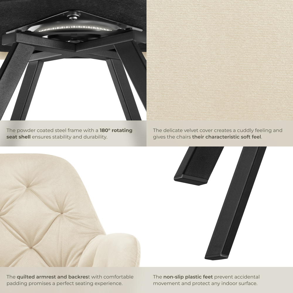 tectake Lucia Set of 2 Cream Quilted Armchair Image 5