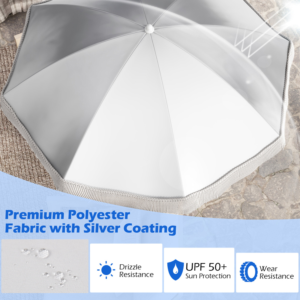 Costway White Fringe Outdoor Umbrella with Carrying Bag 1.8m Image 6