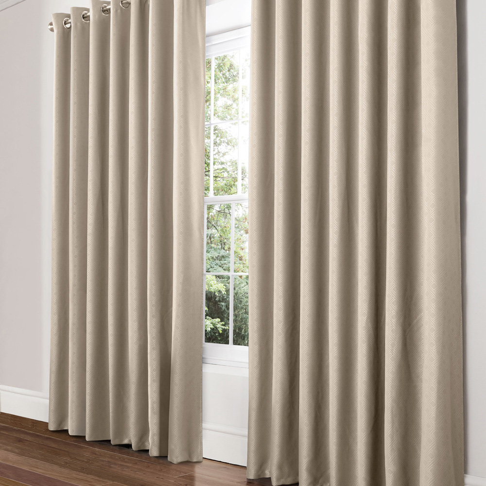 Alan Symonds Amond Cream Blackout Ring Top Eyelet Curtains 117 x 137cm Image 1