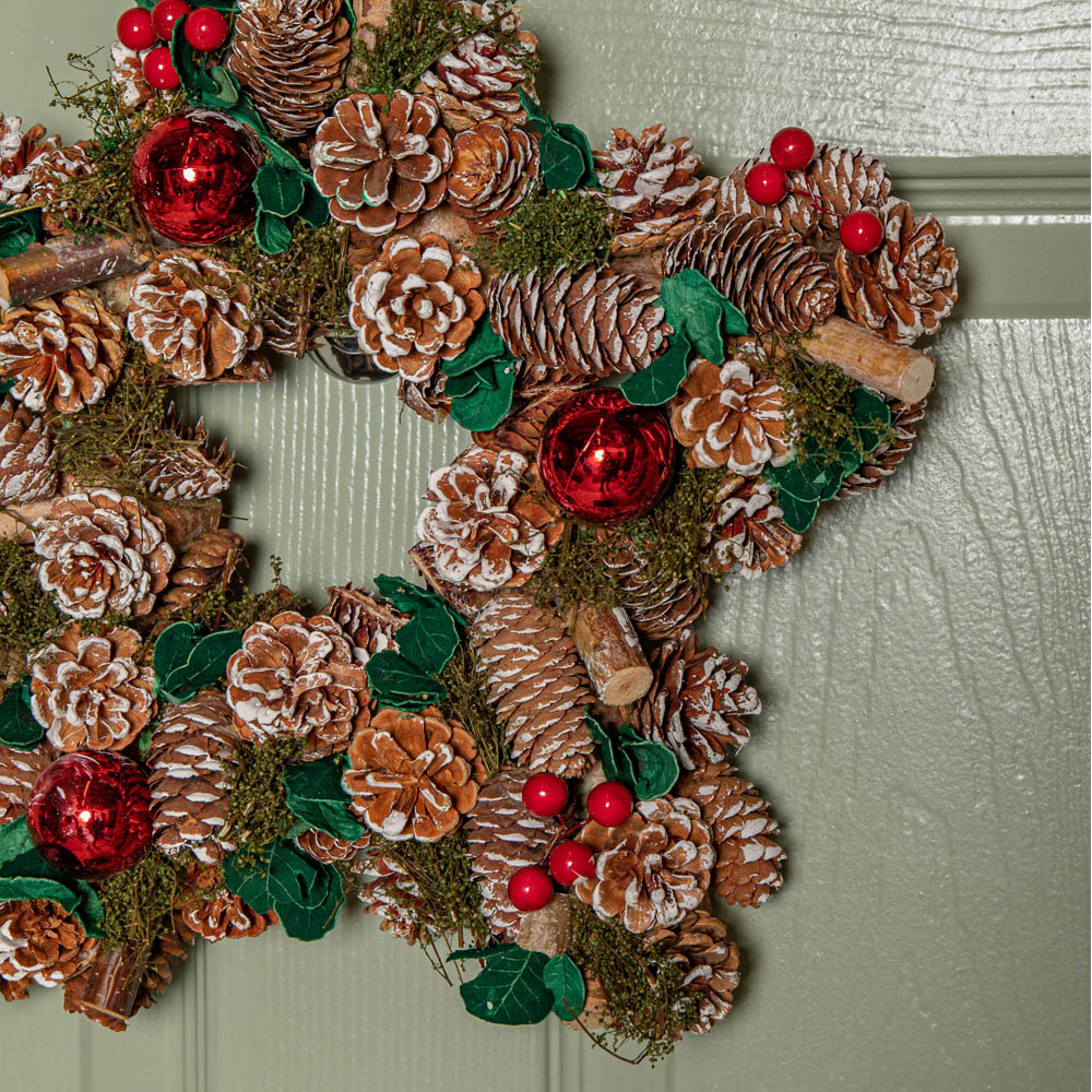 Samuel Alexander YuleFest Star Christmas Wreath with Baubles and Pine Cones 35cm Image 4