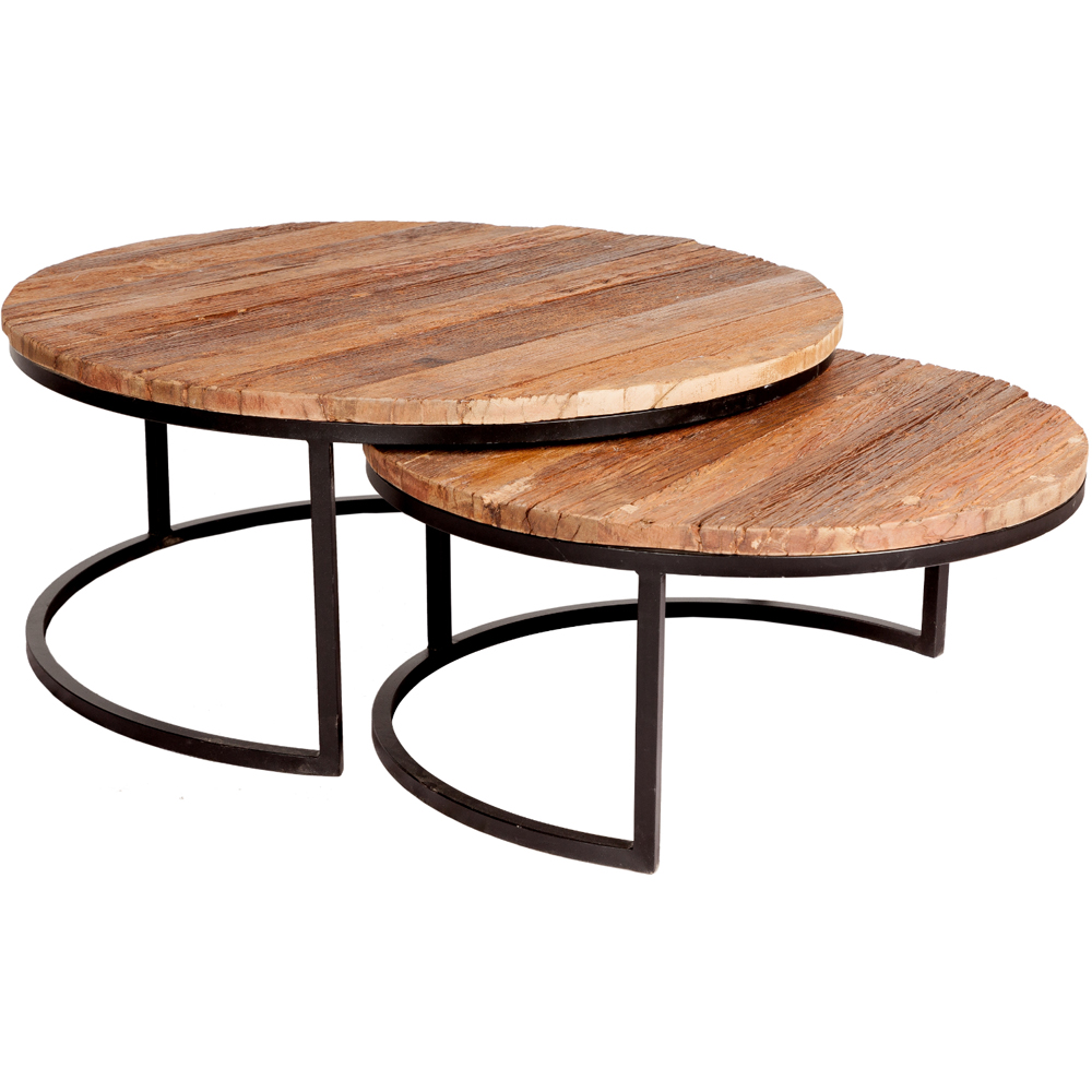 Brooklyn Wooden Round Nest of Tables Set of 2 Image 2