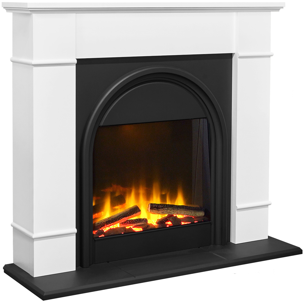 Adam Chesterfield White and Charcoal Grey Electric Fireplace Suite 44 inch Image 3