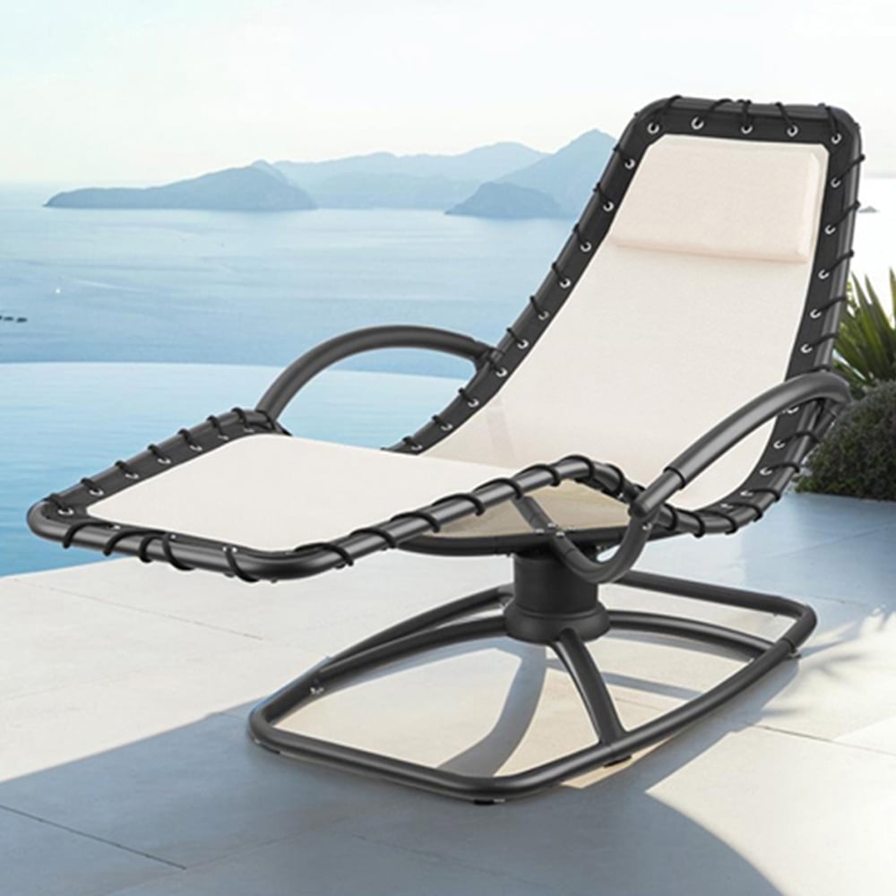 tectake Toulon Beige Ergonomic and Rocking Sun Lounger Image 1