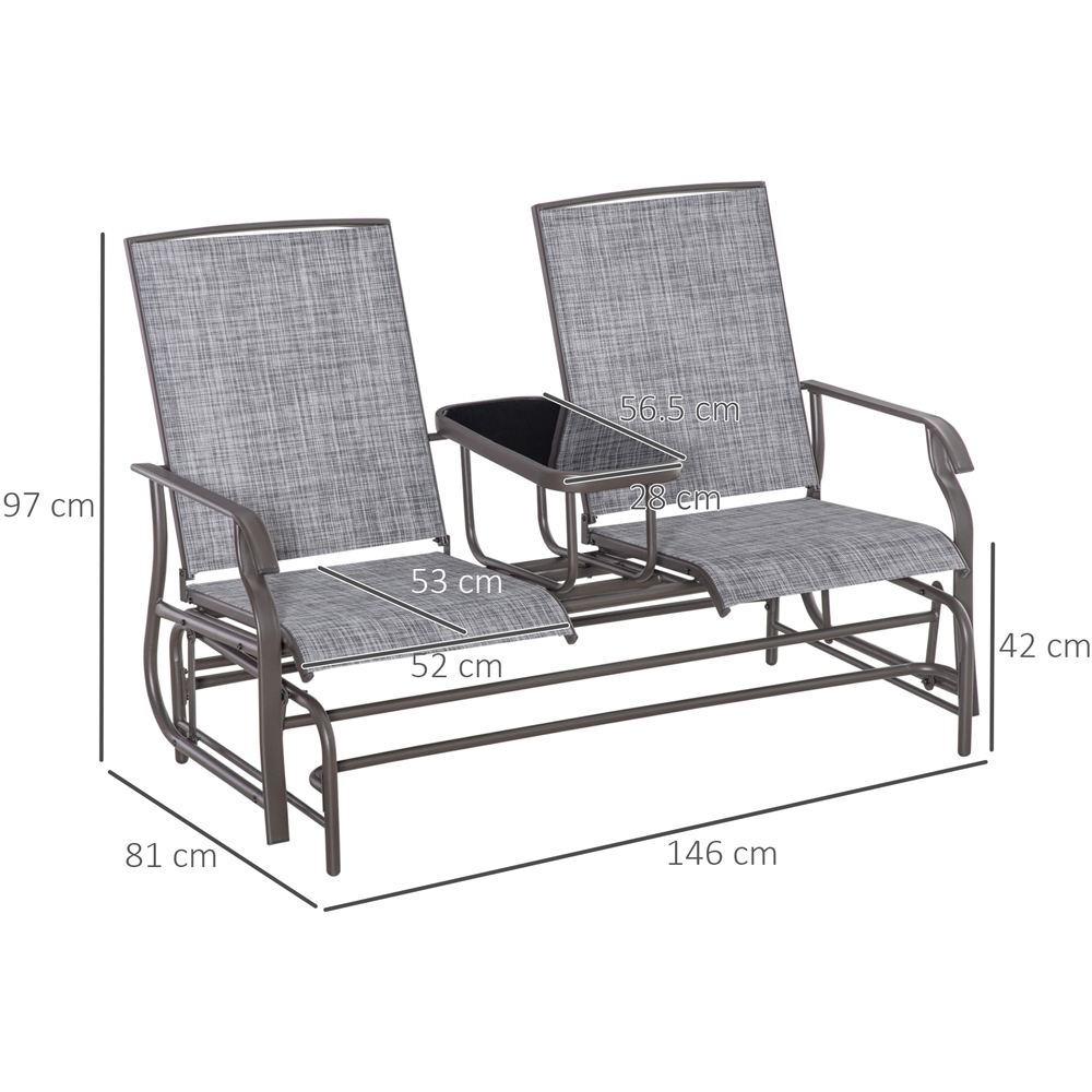 Outsunny 2 Seater Metal Rocking Bench Table Image 8