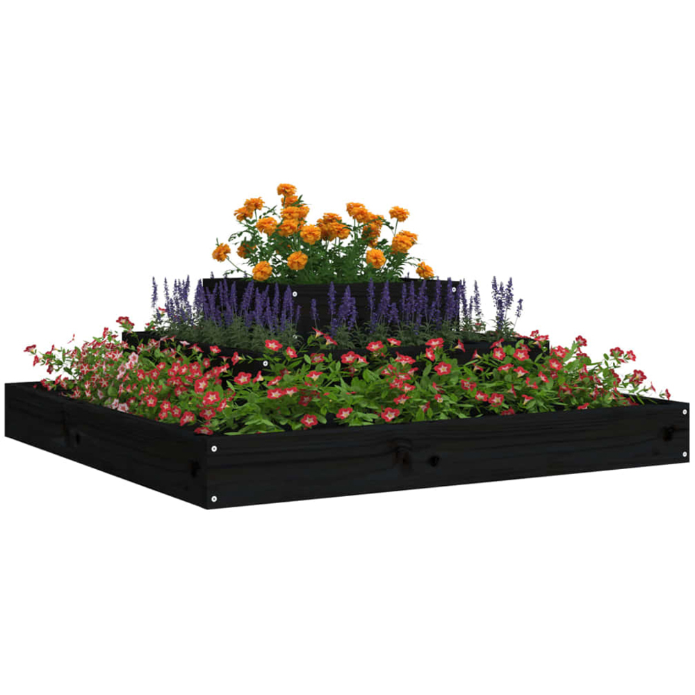 vidaXL 3-Tier Black Solid Pine Wood Garden Planter 27 x 80 x 80cm Image 2