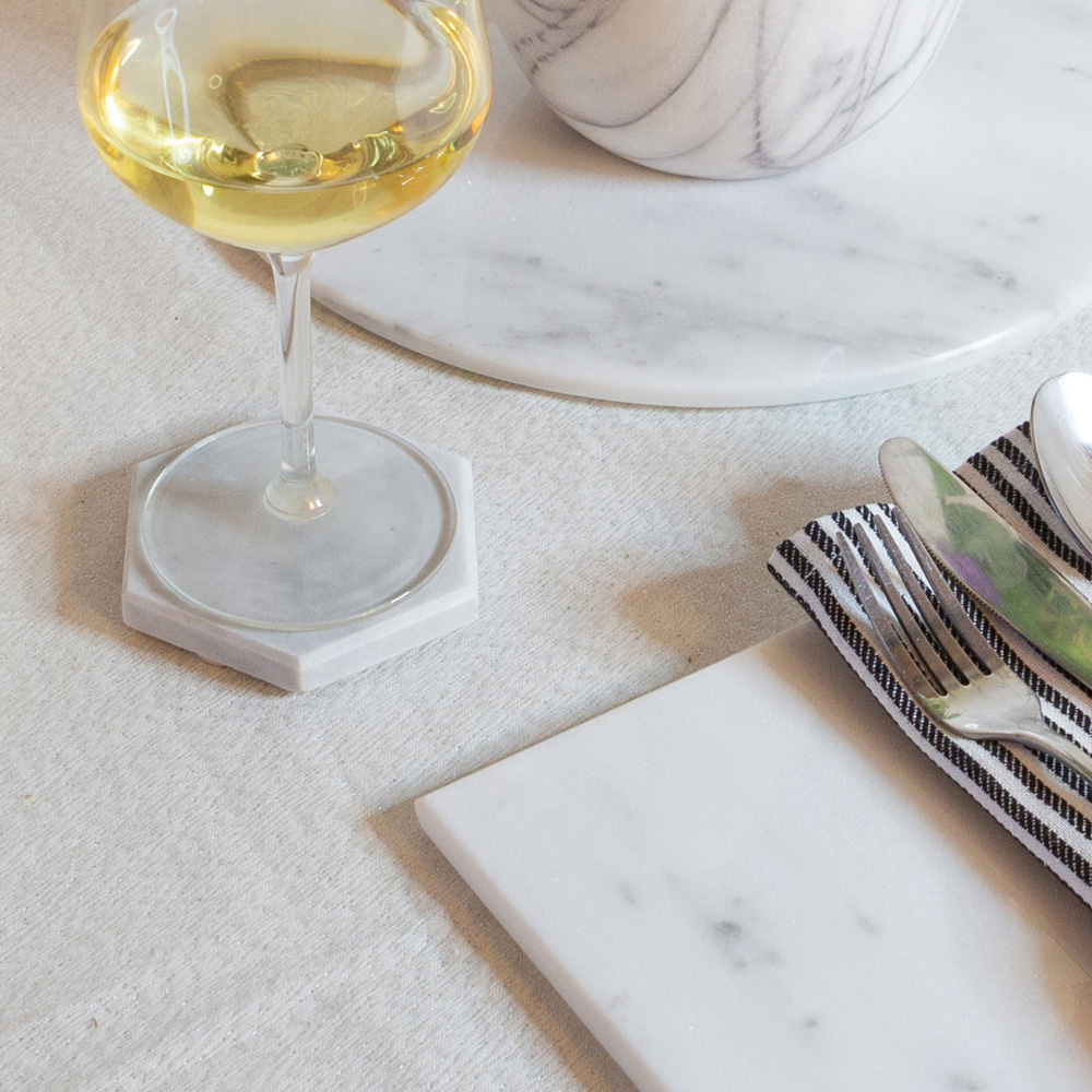Argon Tableware White Rectangle Marble Placemat 30 x 20cm 6 Pack Image 4