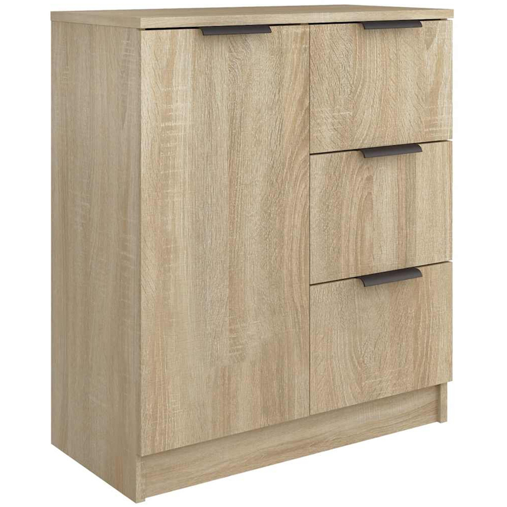 vidaXL Single Door 3 Drawer Sonoma Oak Sideboard Set of 2 Image 5