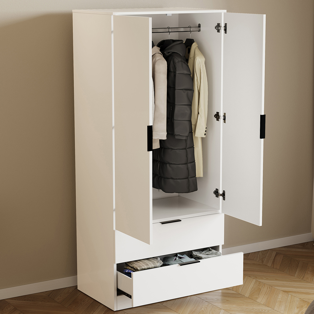 VIDA DESIGNS Trega 2 Drawer 2 Door White Wardrobe Image 4