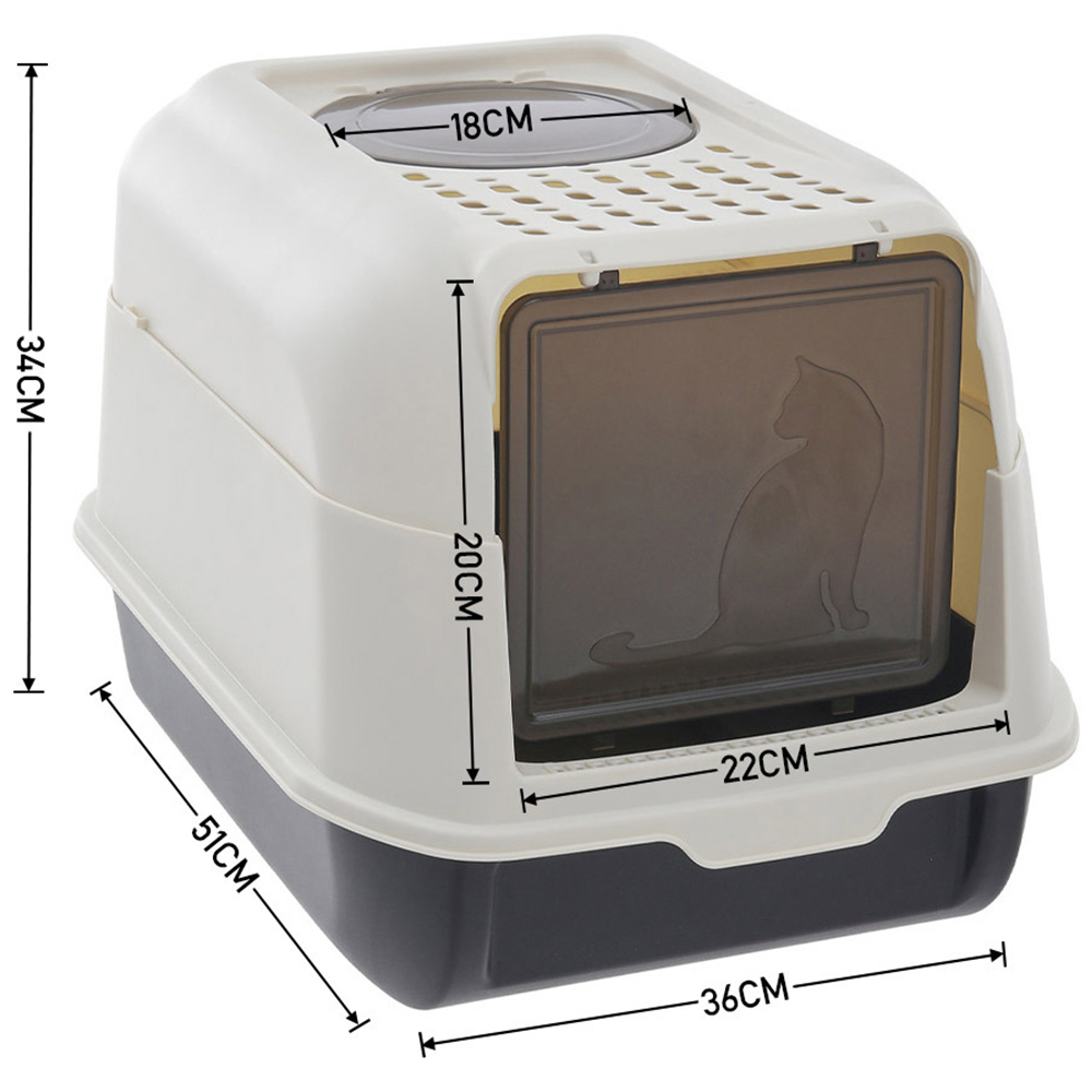 H&O Direct Black Large Hooded Cat Litter Box with Scoop Image 4