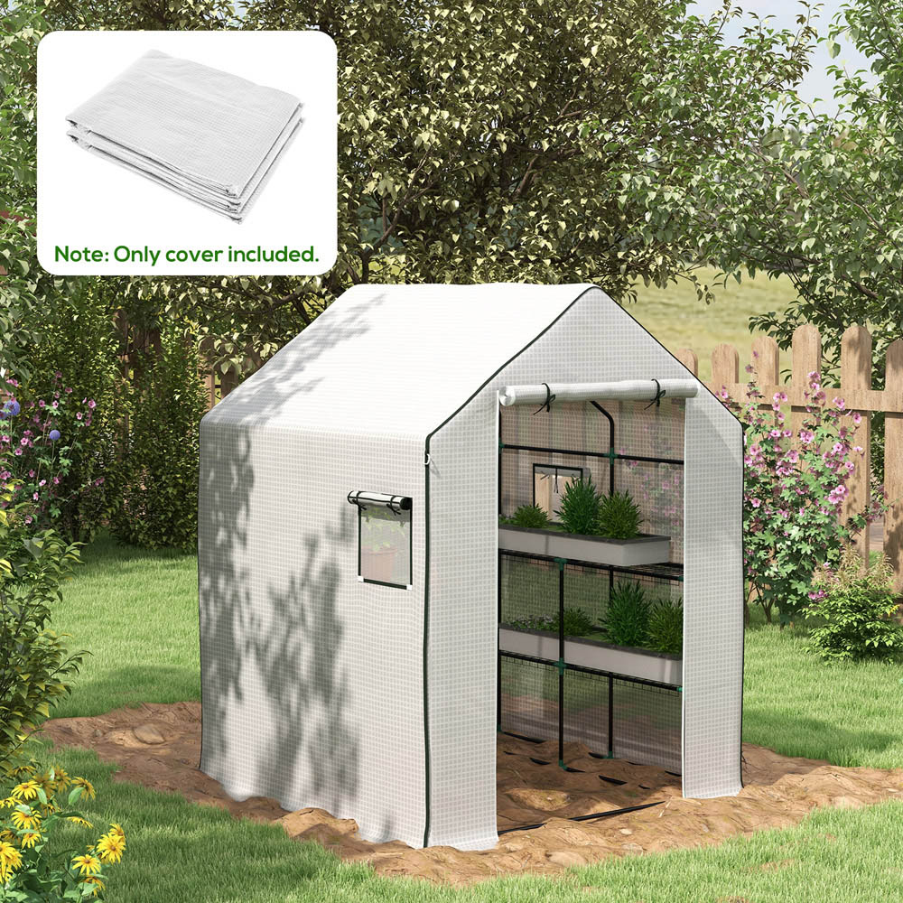 Outsunny 6.2 x 4.5 x 4.6ft White Walk In Replacement Greenhouse Cover Image 2