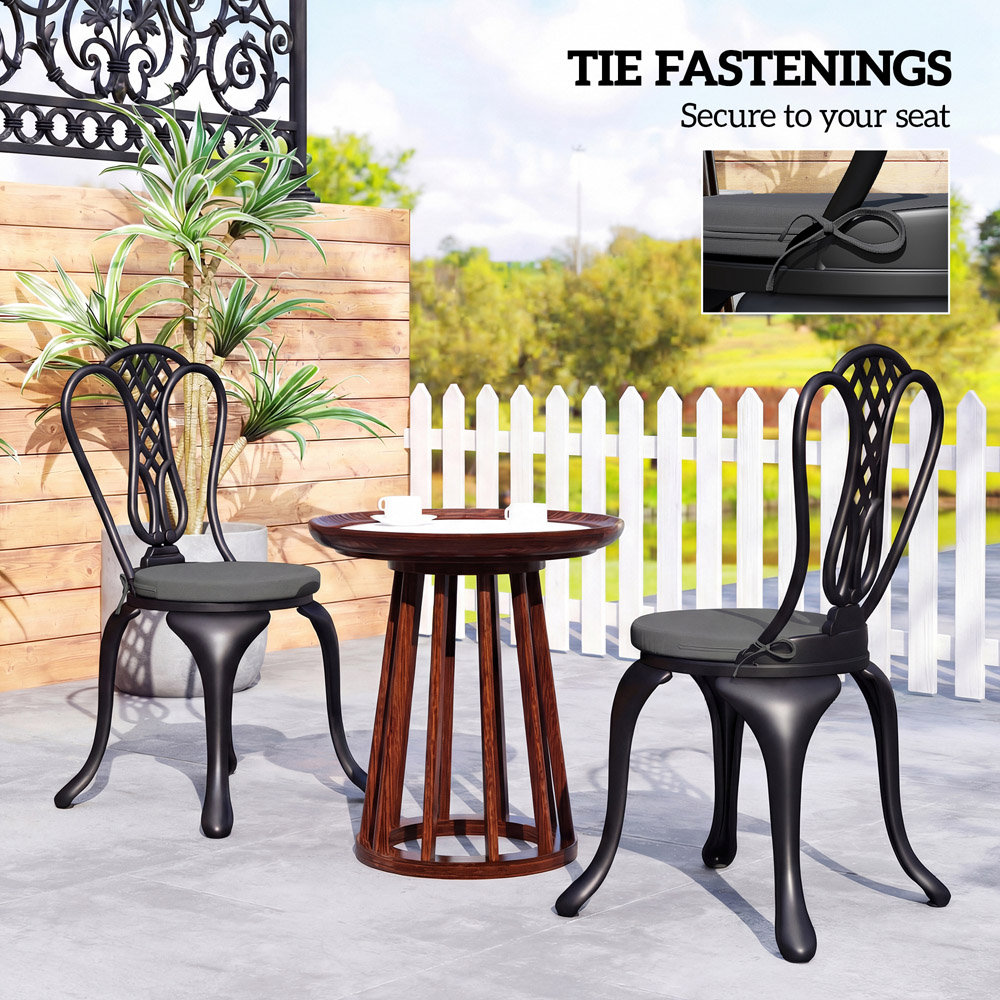 Outsunny Dark Grey Bistro Chair Cushion 41cm 4 Pack Image 6