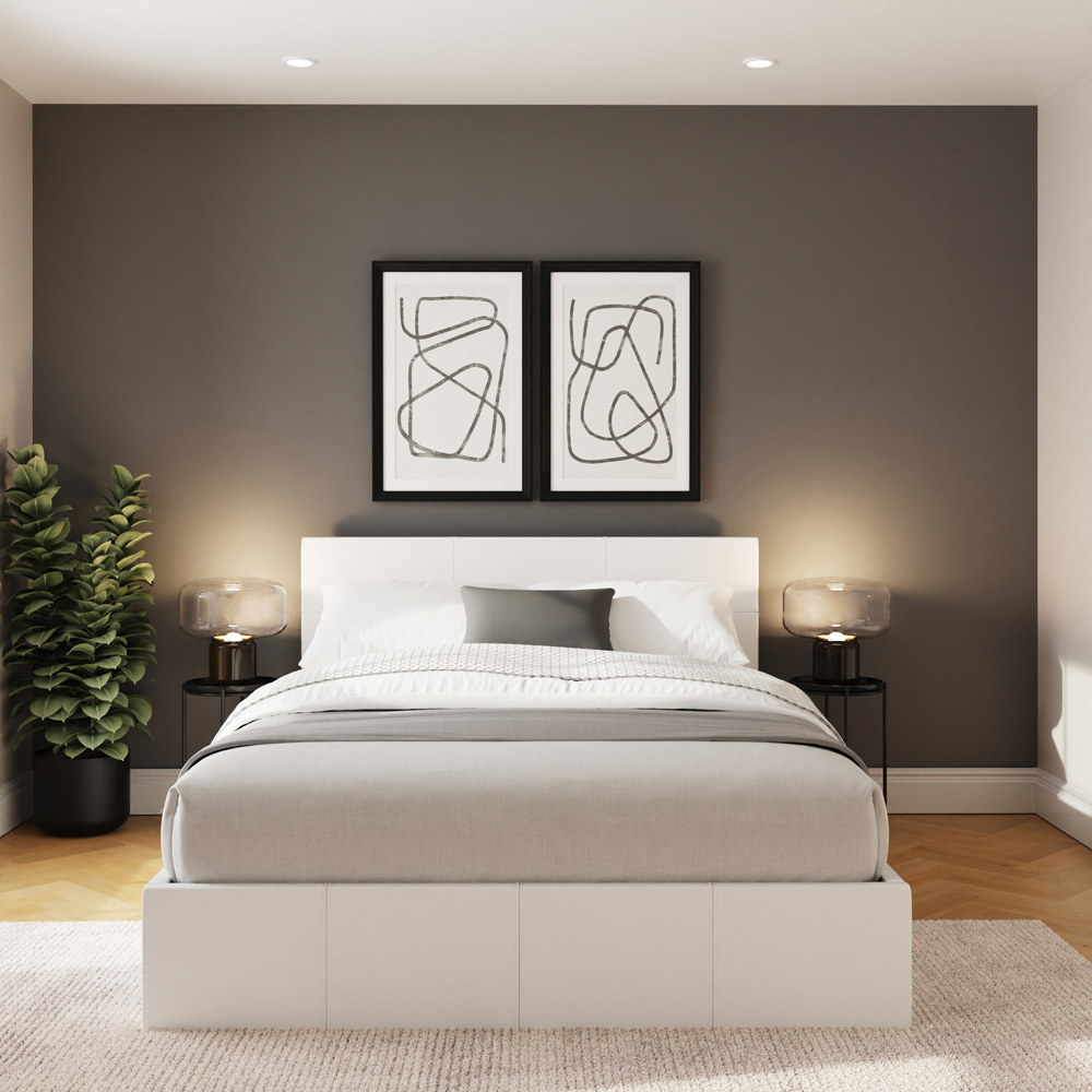 GFW Small Double White Faux Leather Side Lift Ottoman Bed with Bonnell Mattress Image 7