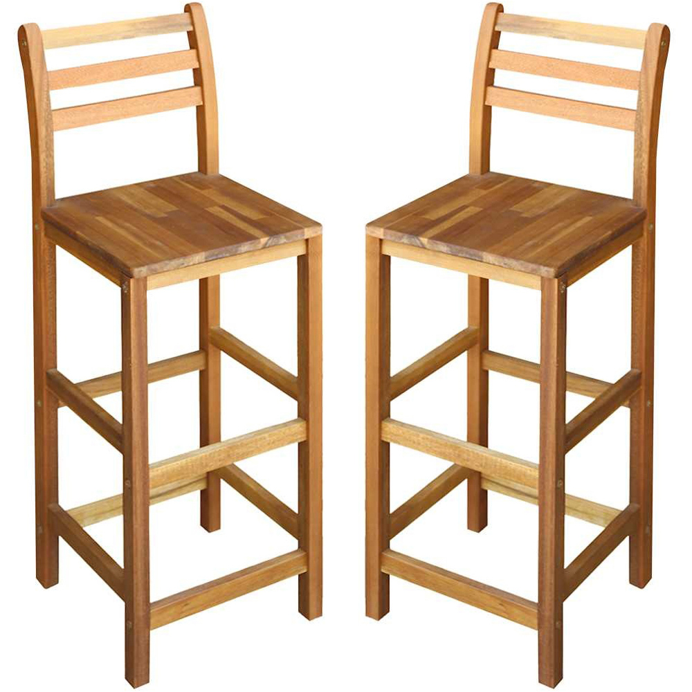 Walplus Solid Acacia Wood Bar Chair Set of 2 Image 2