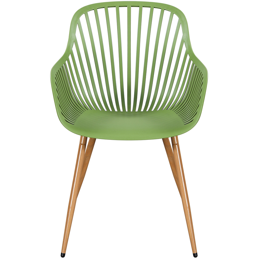 Core Products Set of 2 Moss Green Sunray Design Wood Effect Legs Garden Bistro Armchair Image 3