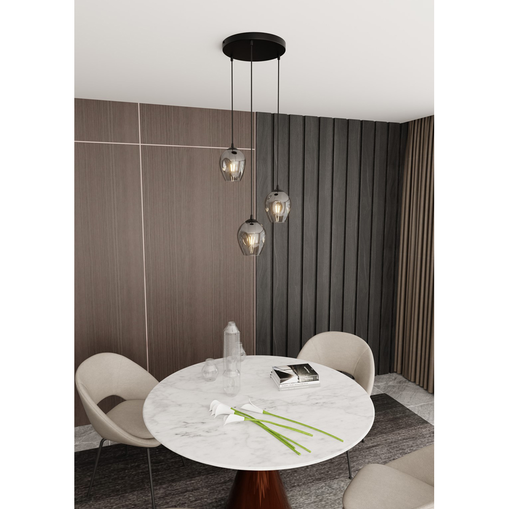Emibig Istar Prem 3 Light Graphite Shade Black E27 Ceiling Pendant Light Image 6