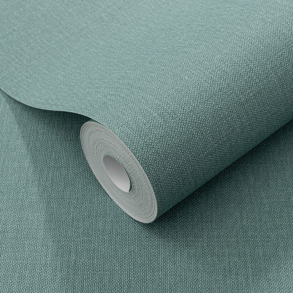 Elle Decoration Luxury Plain Green Woven Vinyl Wallpaper by Erismann Image 3