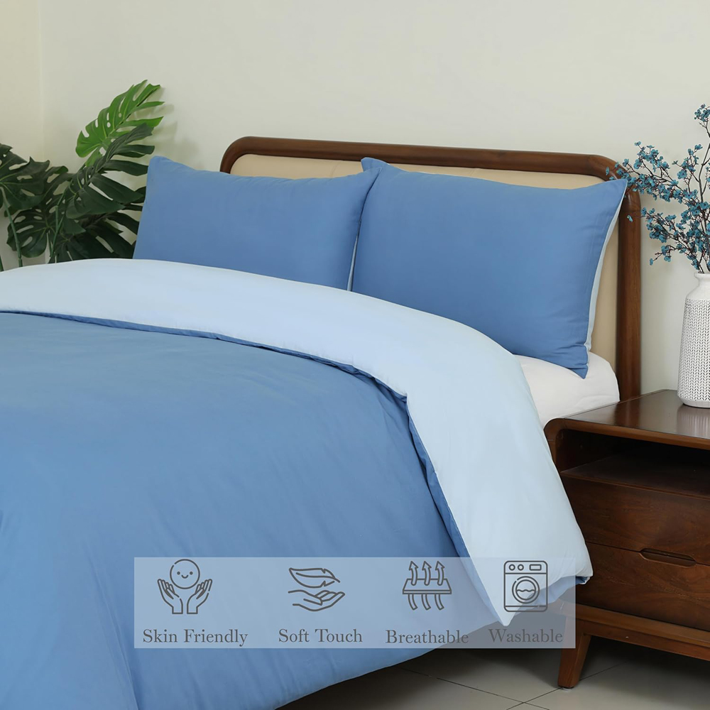 MHG Living Double Blue Reversible Duvet Set Image 5