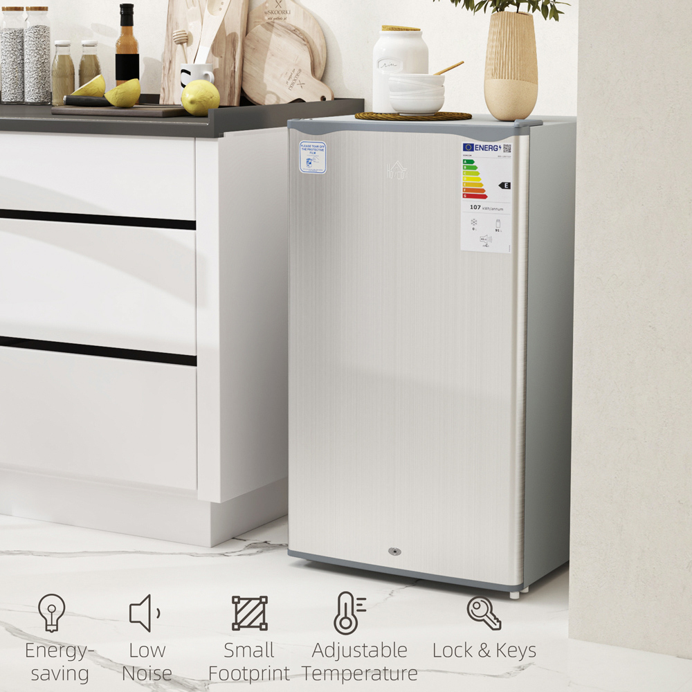HOMCOM 800-129V73GY Grey 91L Freestanding Under Counter Fridge Image 8