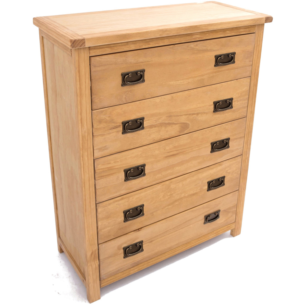 Cabinet Bits Lugo 5 Drawer Brown Brass Drop Handle Chest of Drawers Image 4