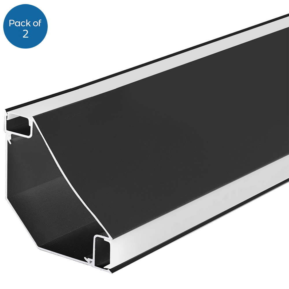 ENER-J Black Corner Aluminium Profile Gypsum LED Cove Light 1m 2 Pack Image 1