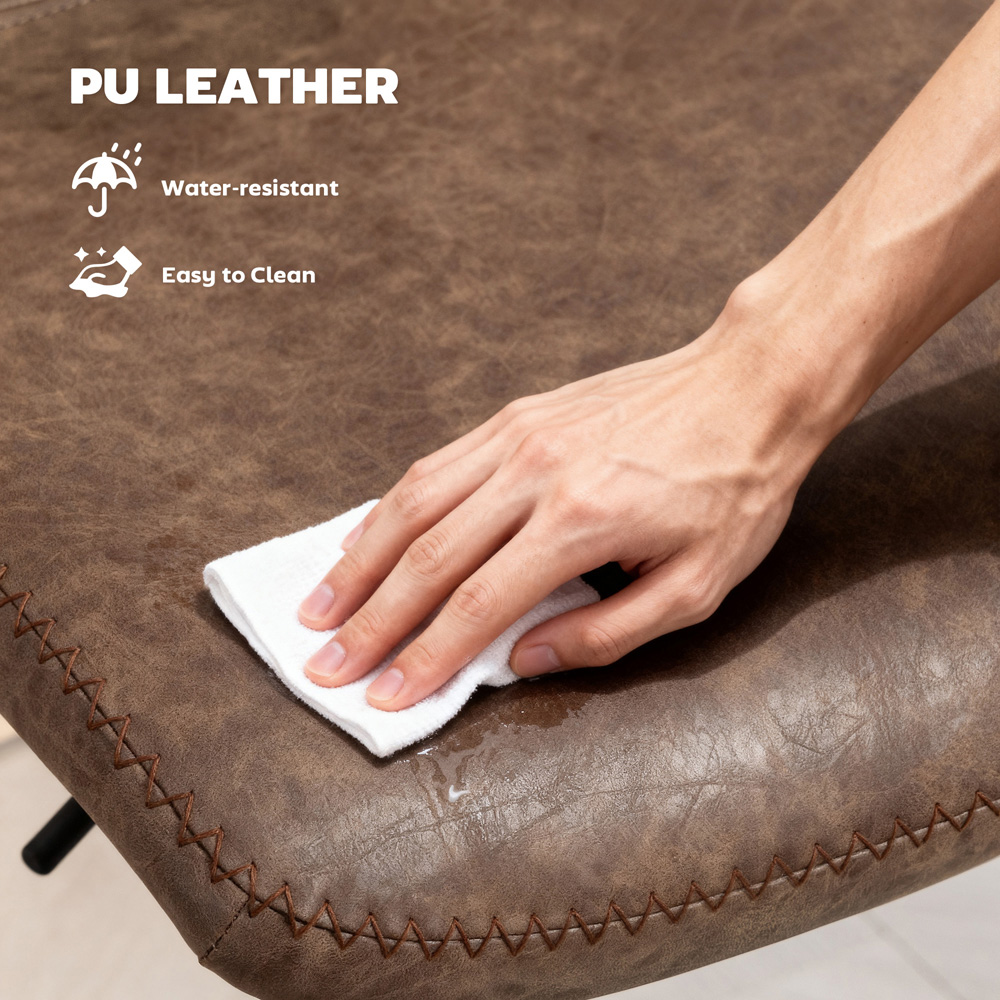 Portland Brown PU Leather Height Adjustable Bar Stool Set of 2 Image 7