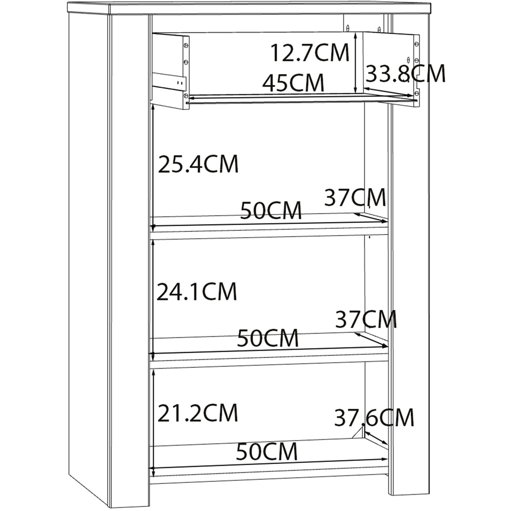 Florence Bohol Single Door Single Drawer Riviera Oak and White Shoe Cabinet Image 9