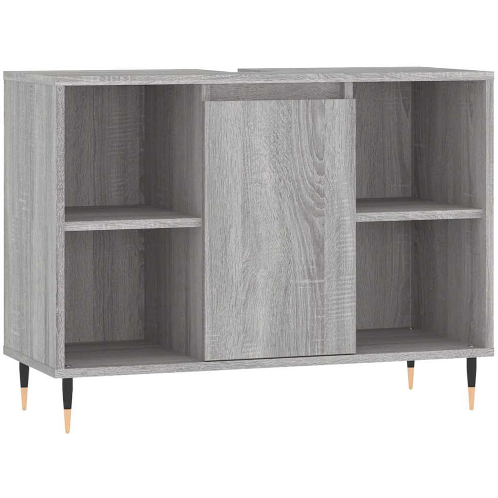vidaXL Single Door 4 Shelf Grey Bathroom Cabinet Image 2