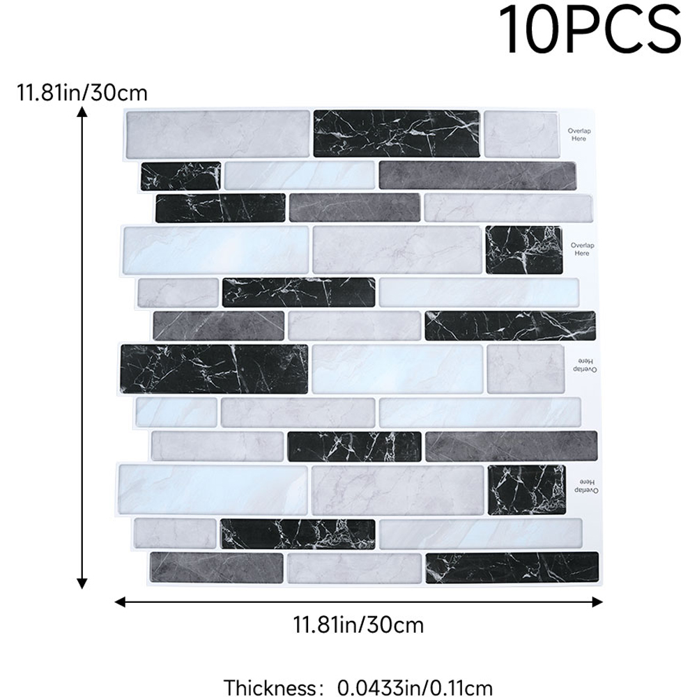 Living and Home Brick Effect Grey and Black Self Adhesive Wall Sticker 10 Pack Image 8