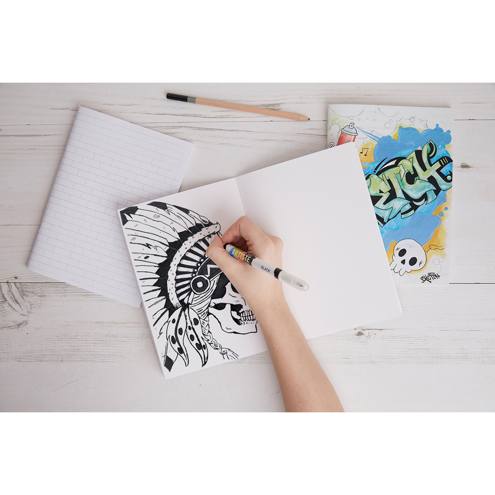 Docrafts Artiste A4 White Graffiti Tattoo Sketchbook 3 Pack Image 2