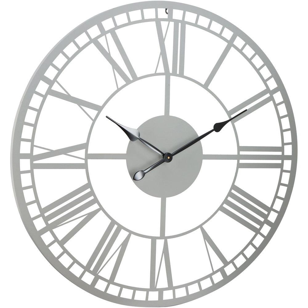 Charles Bentley Malham Grey Round Skeleton Indoor and Outdoor Wall Clock 90cm Image 3