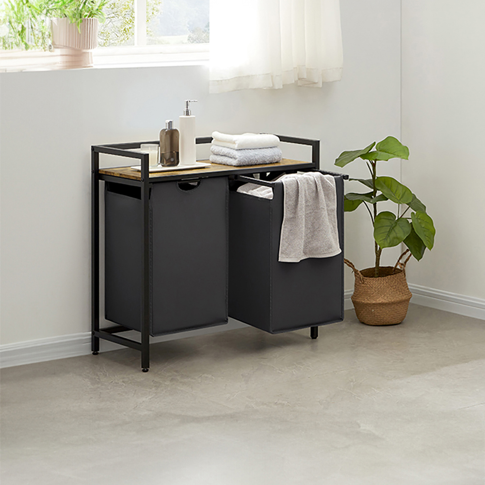 Neo Single Shelf Black Double Laundry Hamper Image 4