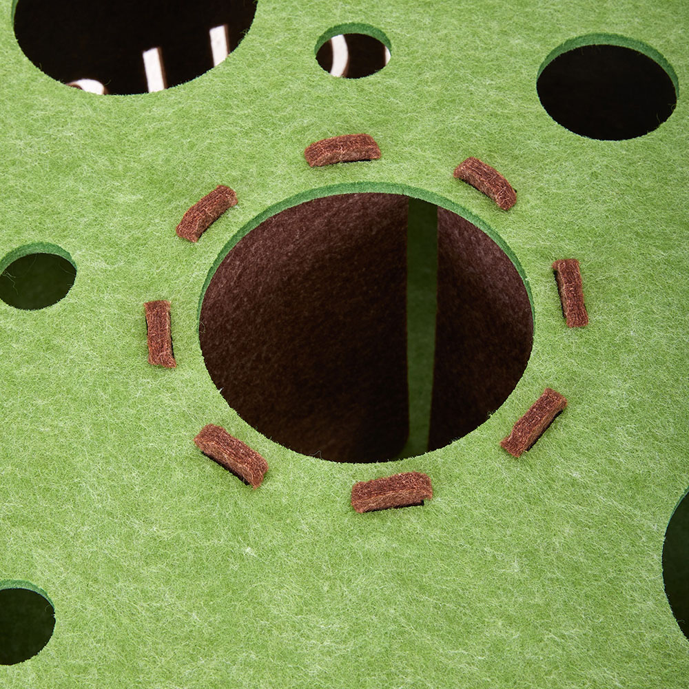 H&O Direct 2-Tier Green and Brown Donut Shape Round Felt Cat House Image 4