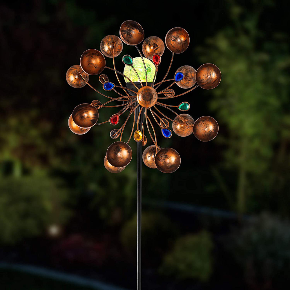 wilko Jewel Wind Spinner Crackle Ball LED Solar Ornament Light Image 5