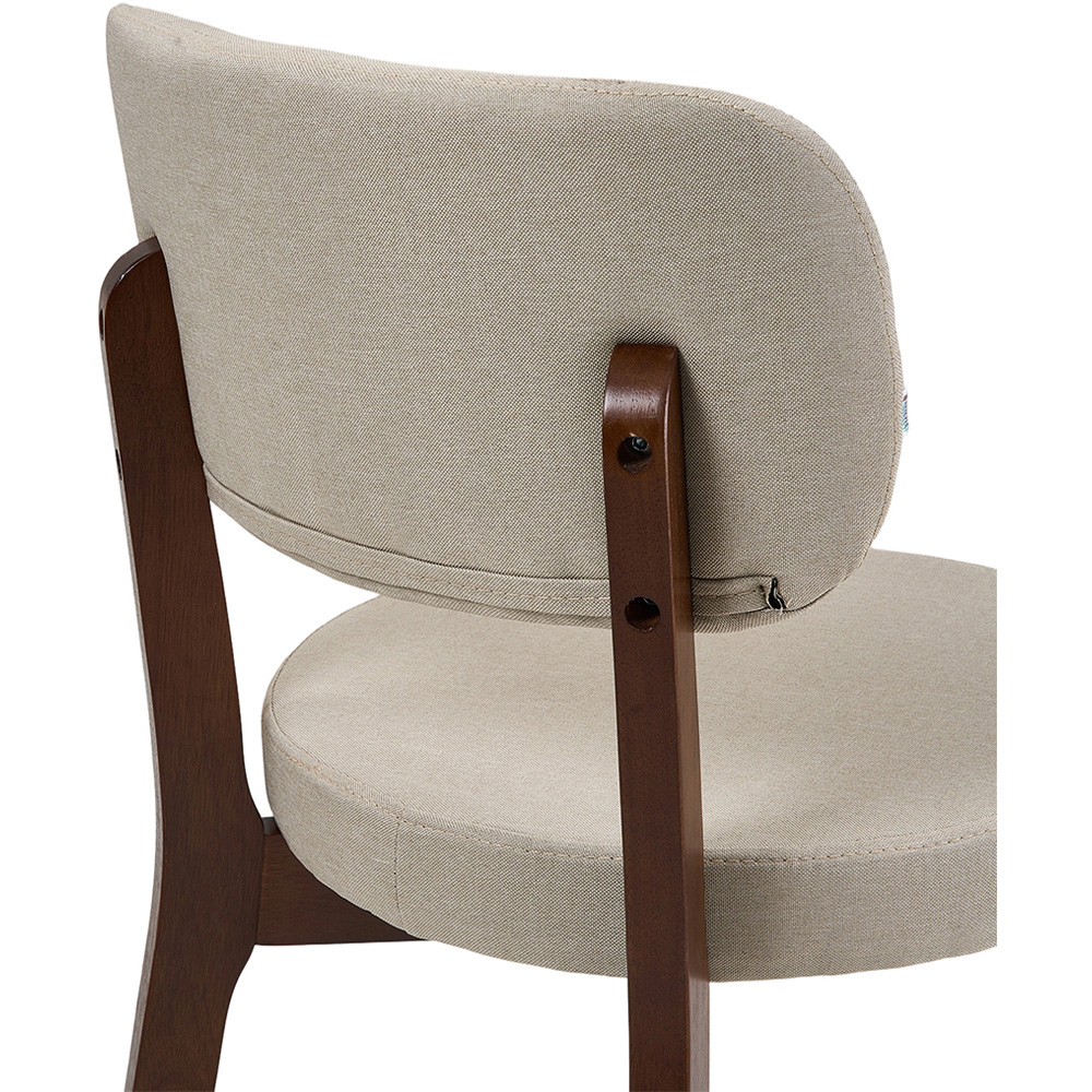 Living and Home Set of 2 Beige Linen-Effect Fabric Upholstered Rubberwood Dining Chairs Image 6