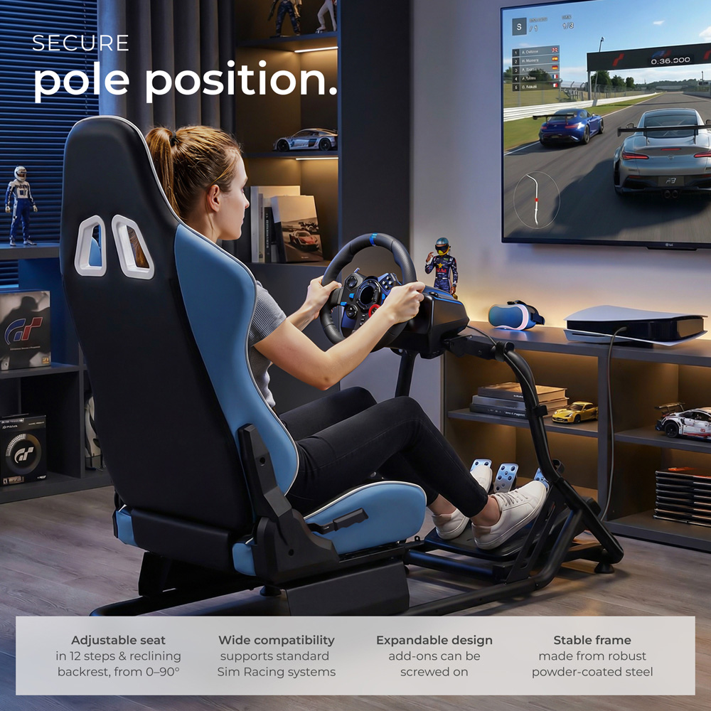 tectake Black and Azure Racing Seat Gaming Chair Image 8
