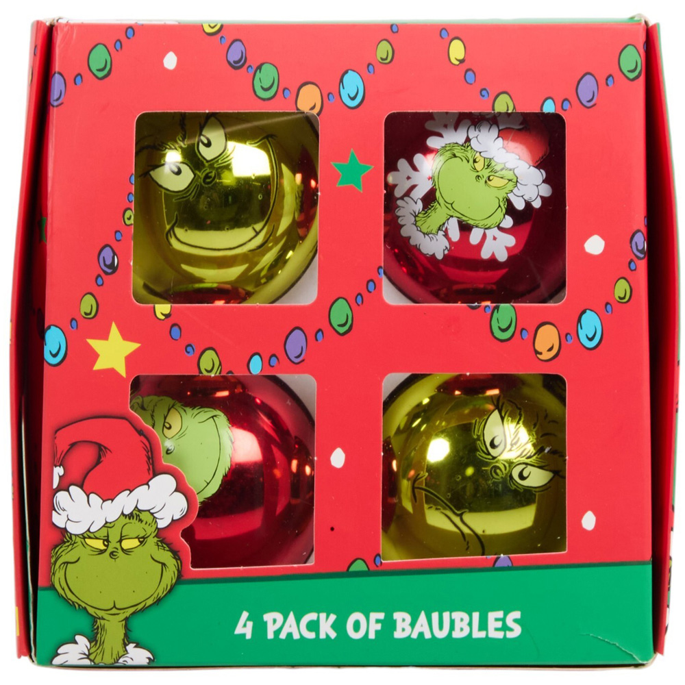 Pack of 4 Mini Grinch Baubles Image 1