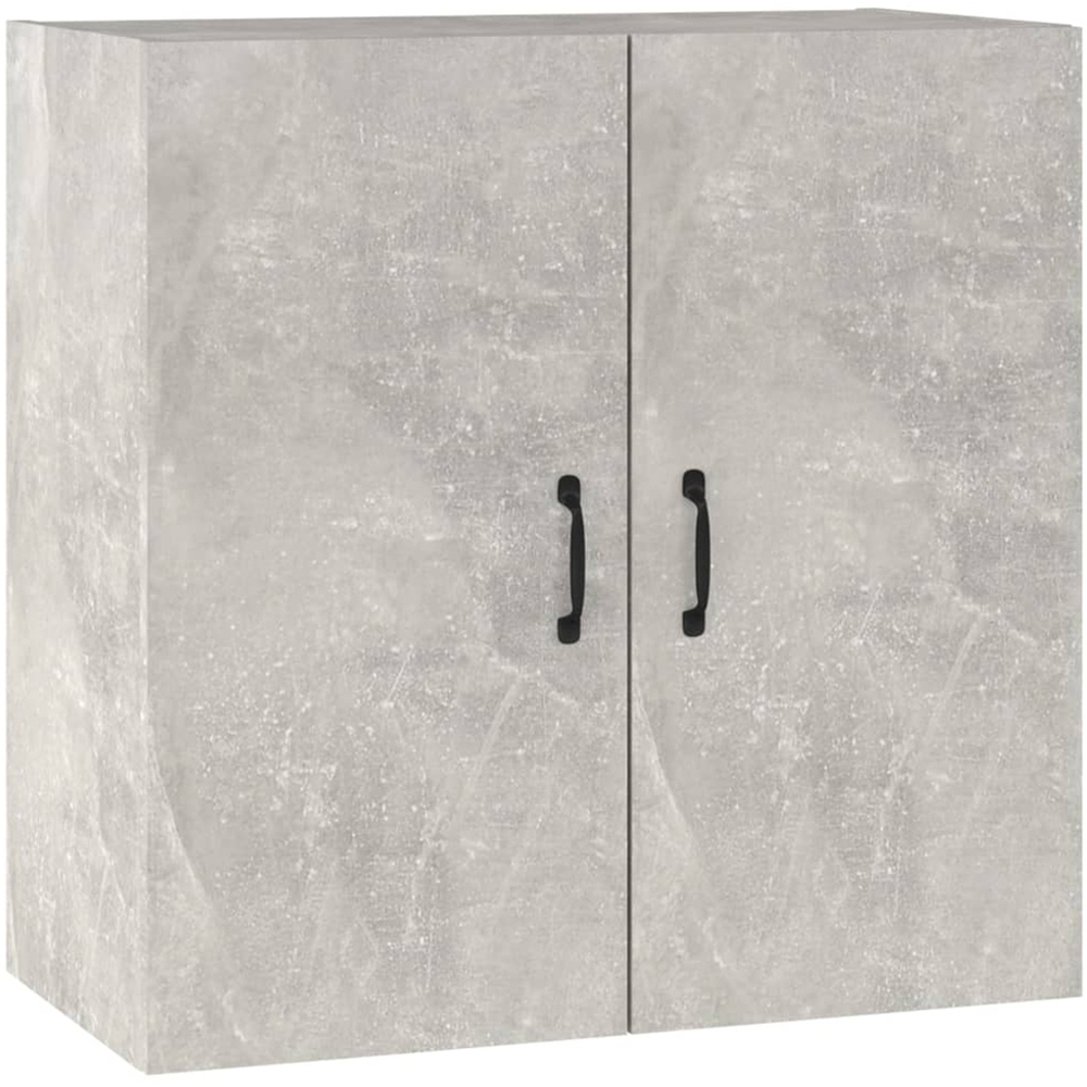 vidaXL 2 Door Concrete Grey Wall Cabinet with Black Handle Image 2