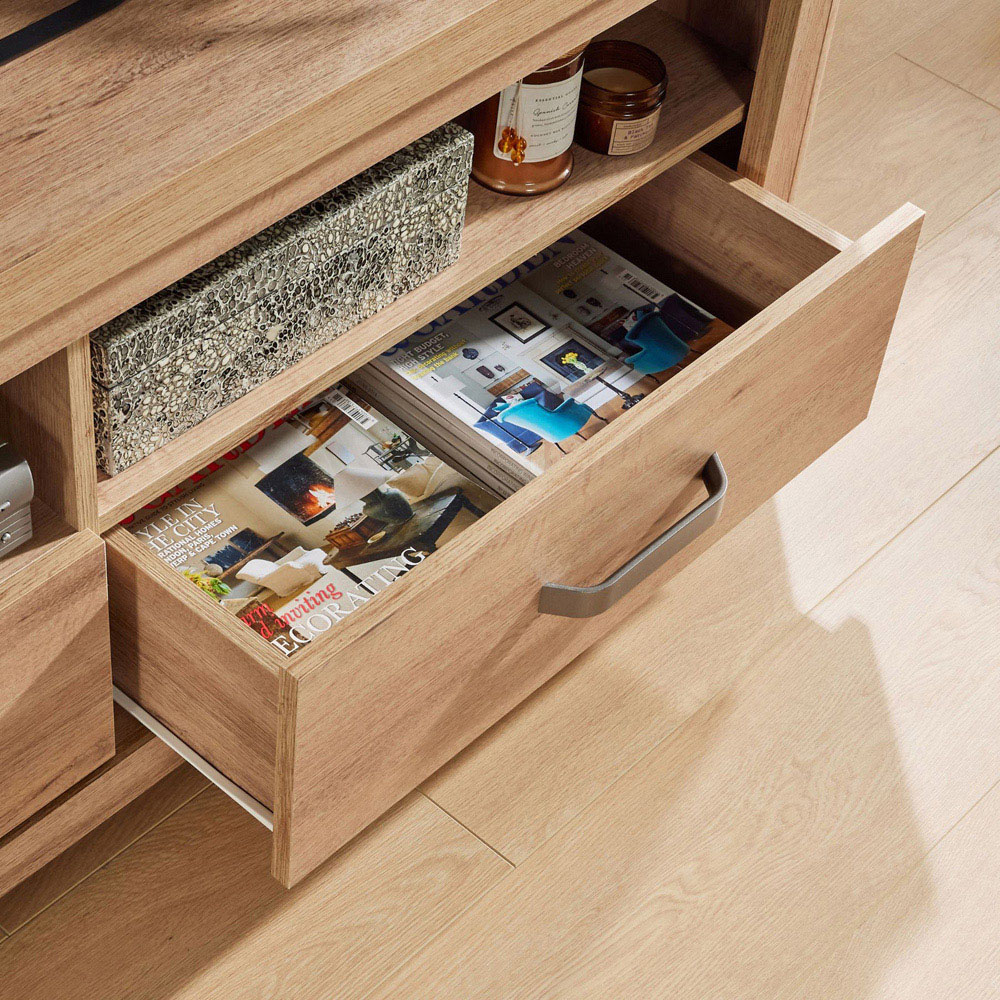 Home Source Huntingdon 2 Drawer 2 Shelf Oak Effect TV Unit Image 5