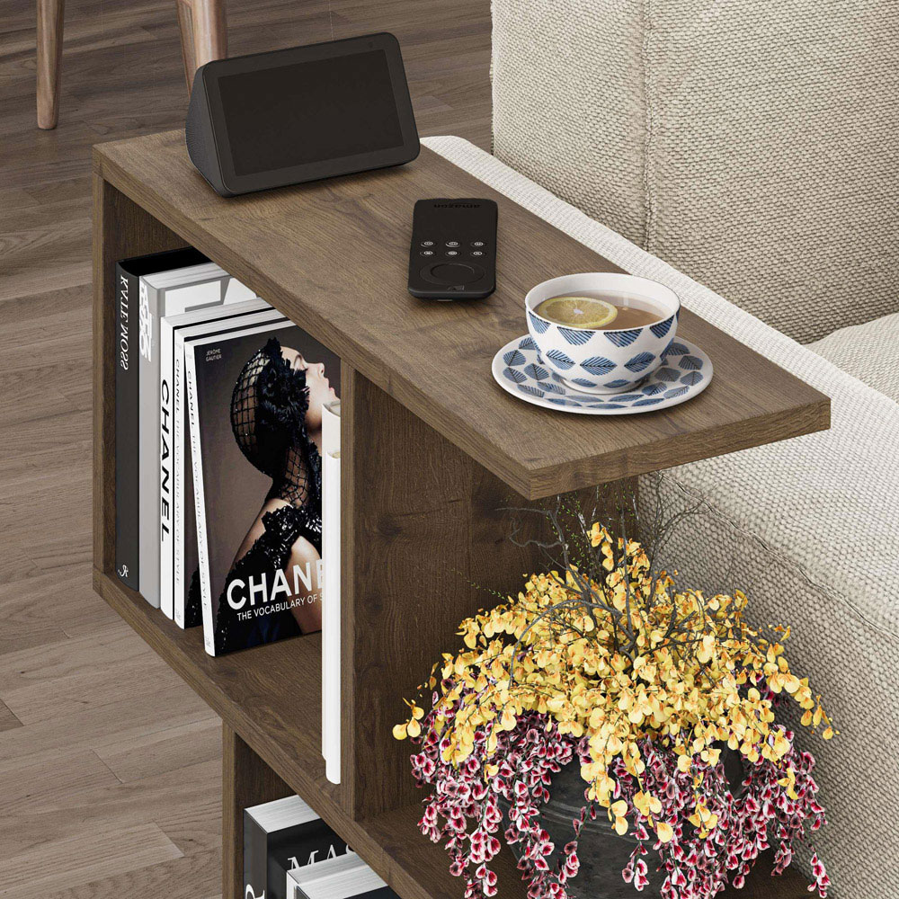 Decortie Homemania 4 Shelf Dark Oak Effect Wooden Side Table Image 3