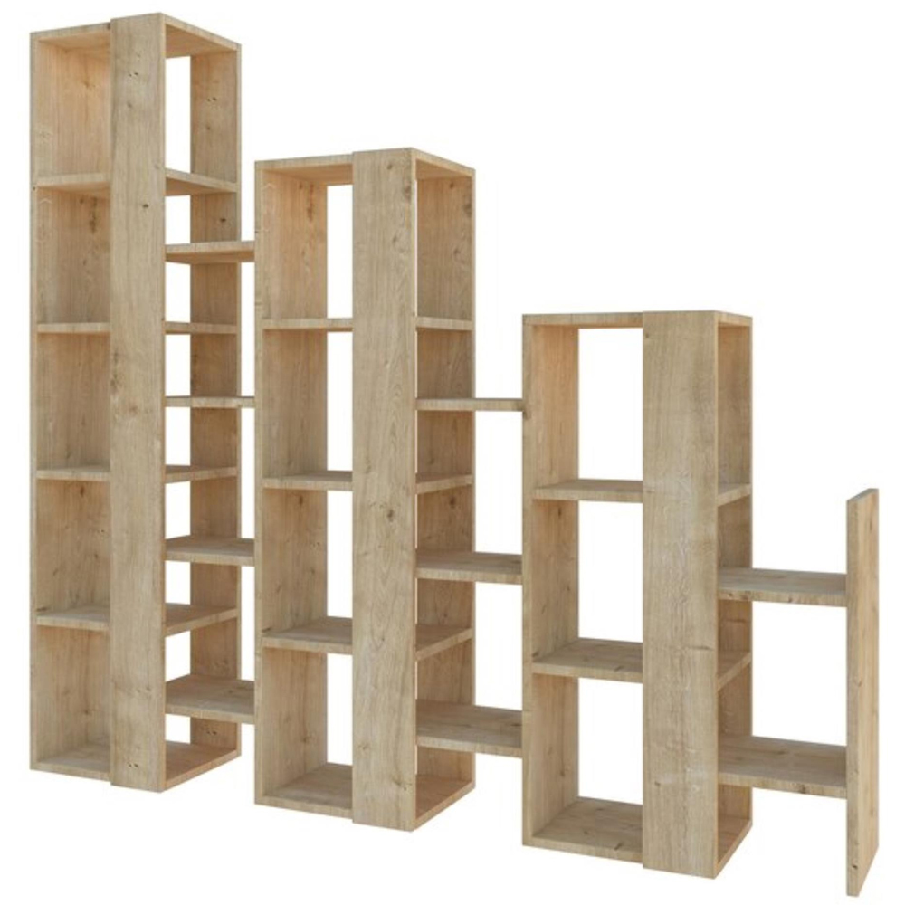 Decortie Lift 18 Shelf Sapphire Oak Room Divider and Bookcase Image 2
