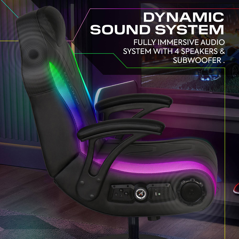 X Rocker Monsoon Sync App Controlled LED Black Gaming Chair Image 4
