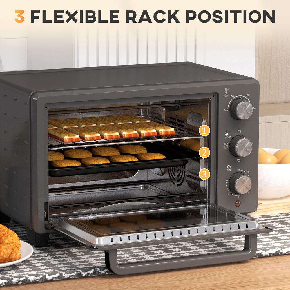 HOMCOM 800-085V70GY Grey 21L Electric Mini Oven 1400W Image 5