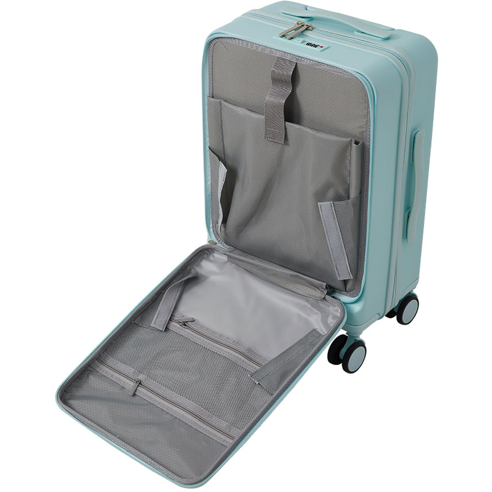 H&O Direct 20 inch Blue Carry On Front Open Luggage Suitcase Image 4