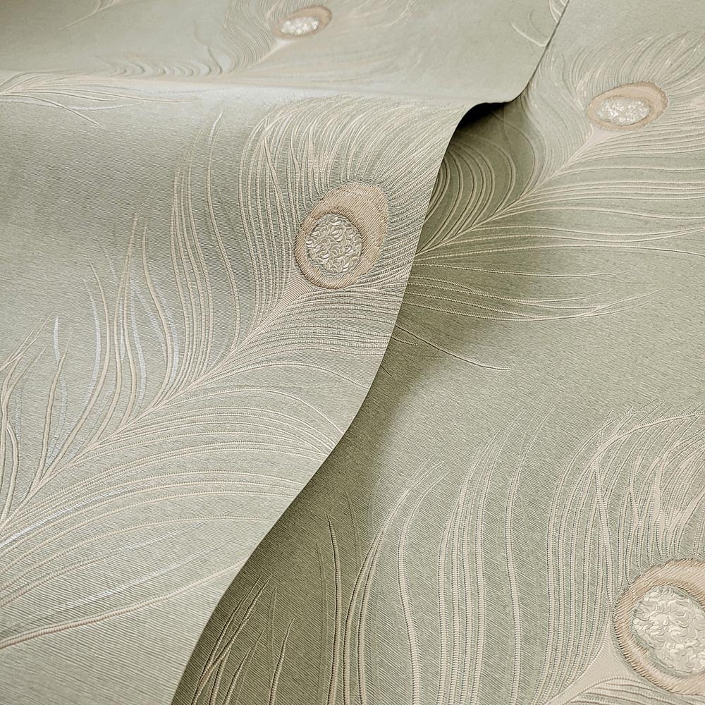 Holden Decor Pavona Sage Vinyl Wallpaper Image 4